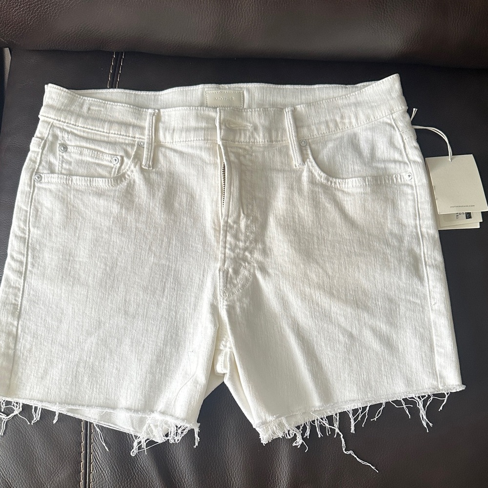 MOTHER White Jean Shorts